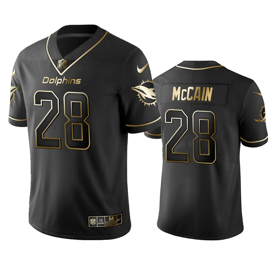 100 Bobby Mccain Miami Dolphins Black Golden Edition Vapor Untouchable Limited Jersey - Men's