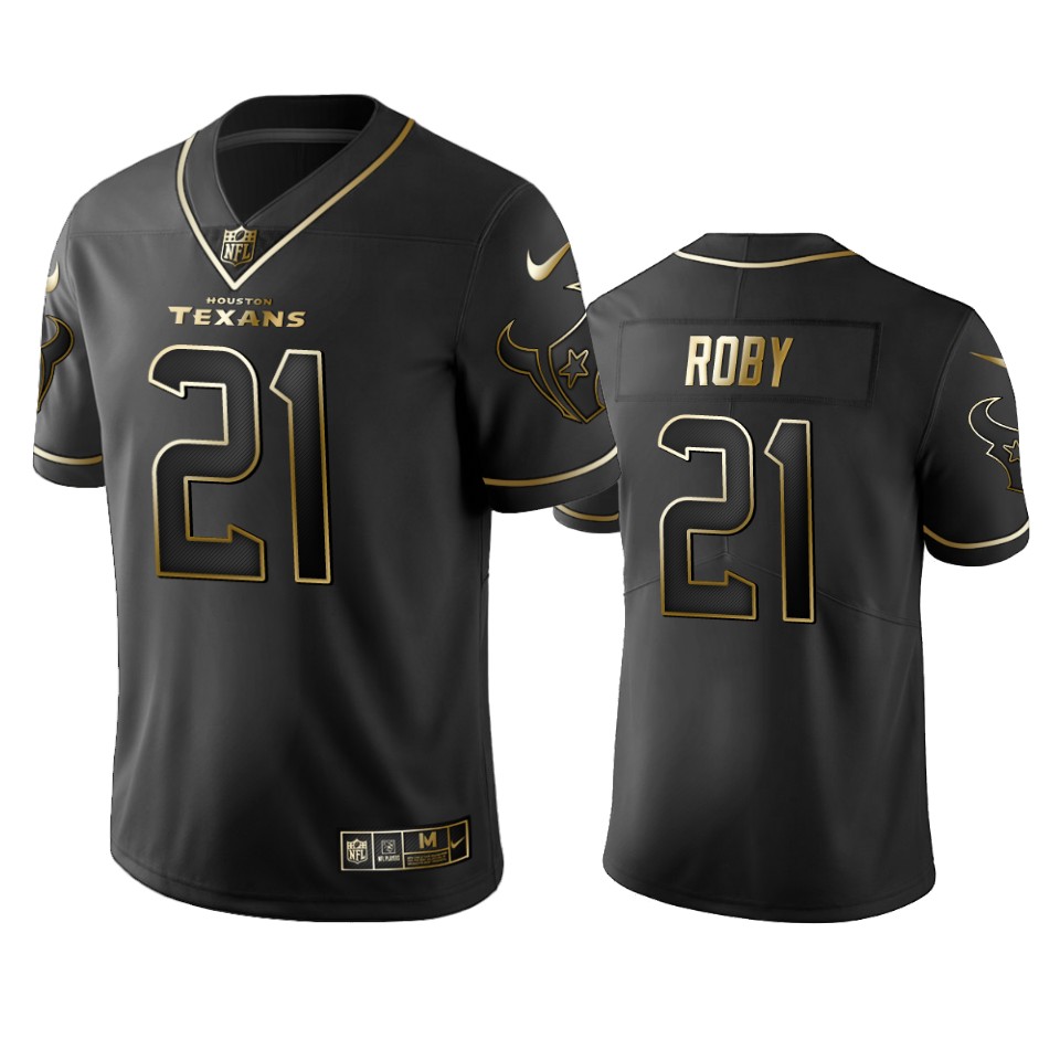 100 Bradley Roby Texans Black Golden Edition Jersey