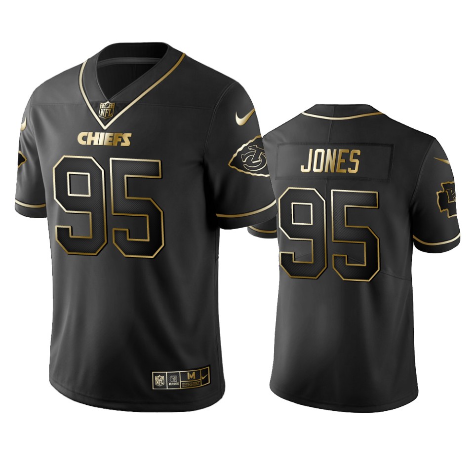 100 Chris Jones Kansas City Chiefs Black Golden Edition Vapor Untouchable Limited Jersey - Men's