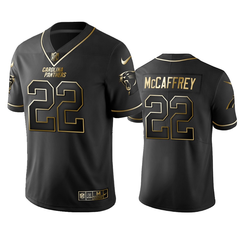 100 Christian Mccaffrey Carolina Panthers Black Golden Edition Vapor Untouchable Limited Jersey - Men's