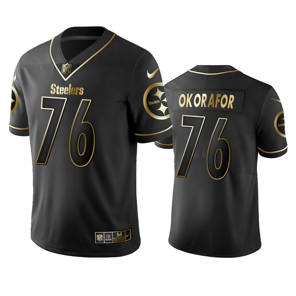 100 Chuks Okorafor Pittsburgh Steelers Black Golden Edition Vapor Untouchable Limited Jersey - Men's