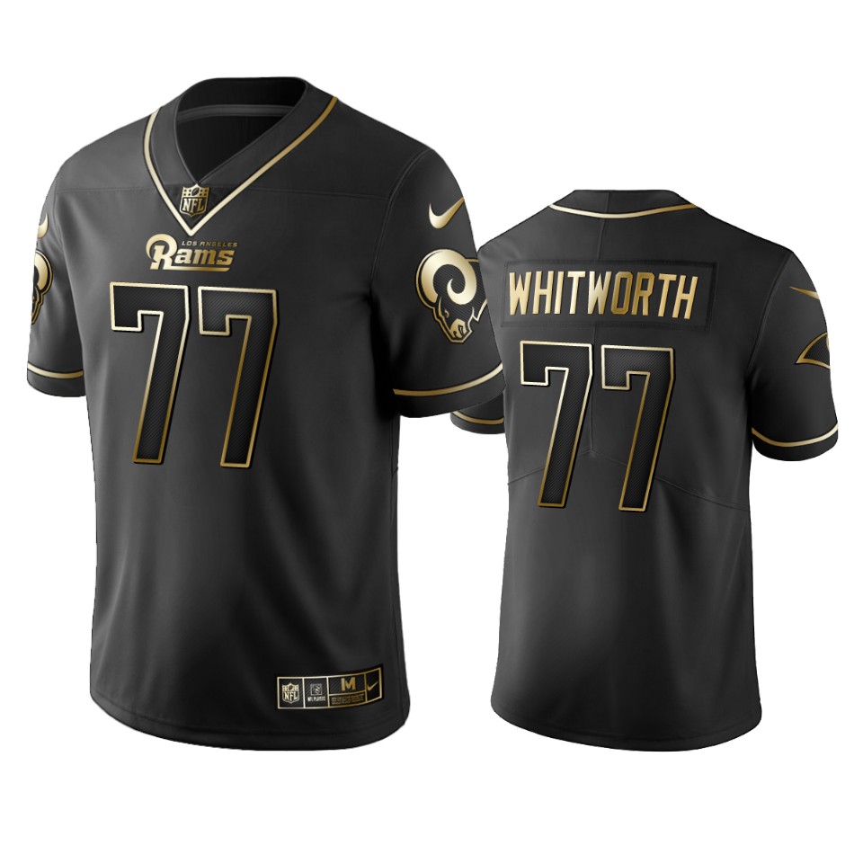 100 Commercial Andrew Whitworth Los Angeles Rams Black Golden Edition Vapor Untouchable Limited Jersey - Men's