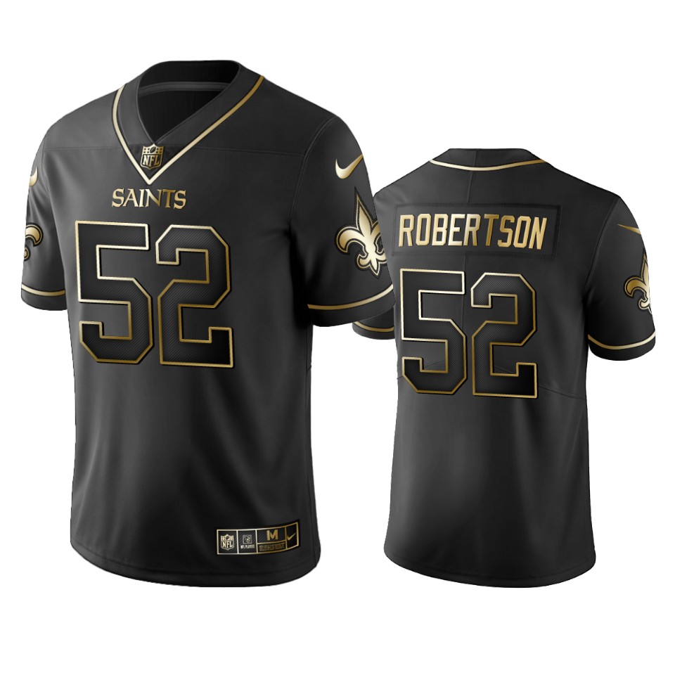 100 Commercial Craig Robertson New Orleans Saints Black Golden Edition Vapor Untouchable Limited Jersey - Men's