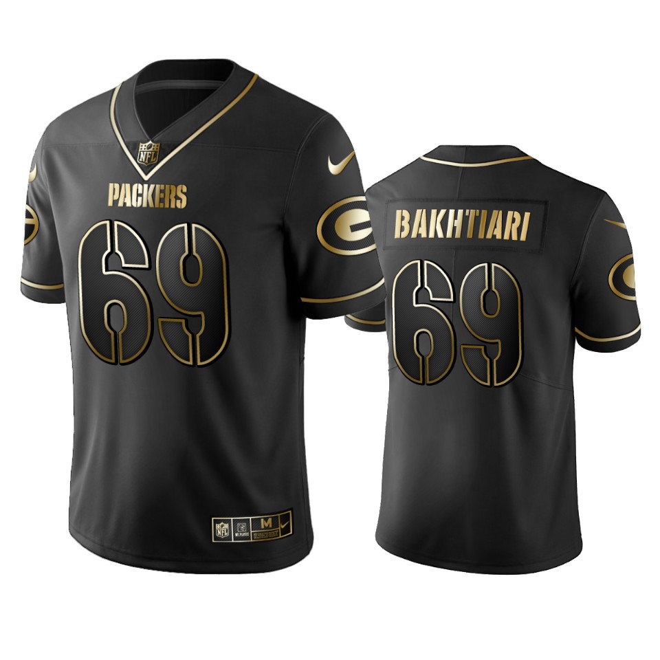 100 Commercial David Bakhtiari Green Bay Packers Black Golden Edition Vapor Untouchable Limited Jersey - Men's