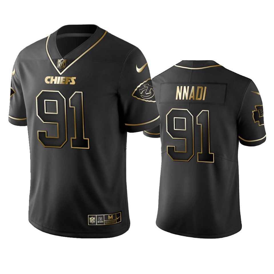 100 Commercial Derrick Nnadi Kansas City Chiefs Black Golden Edition Vapor Untouchable Limited Jersey - Men's