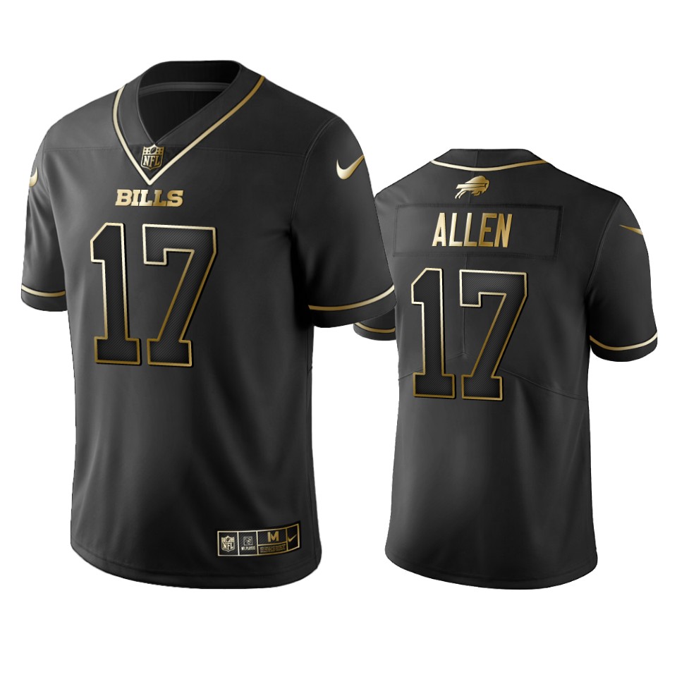100 Commercial Josh Allen Buffalo Bills Black Golden Edition Vapor Untouchable Limited Jersey - Men's