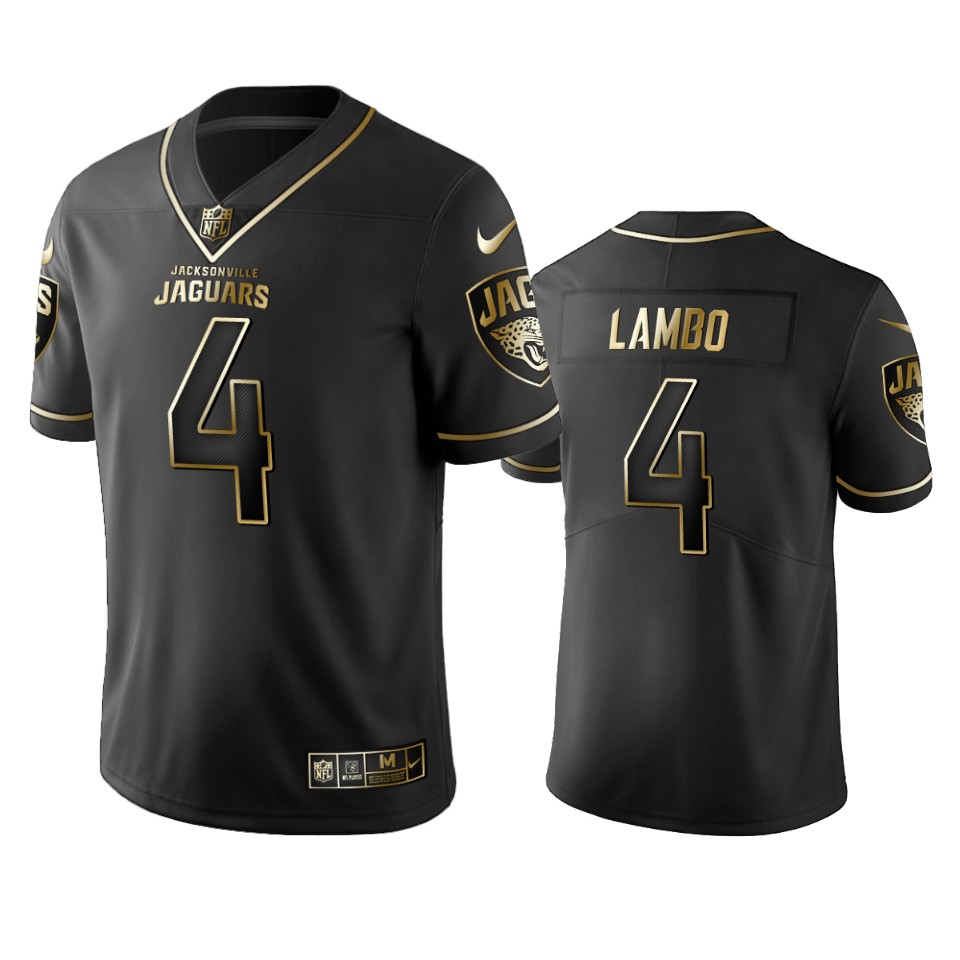 100 Commercial Josh Lambo Jacksonville Jaguars Black Golden Edition Vapor Untouchable Limited Jersey - Men's
