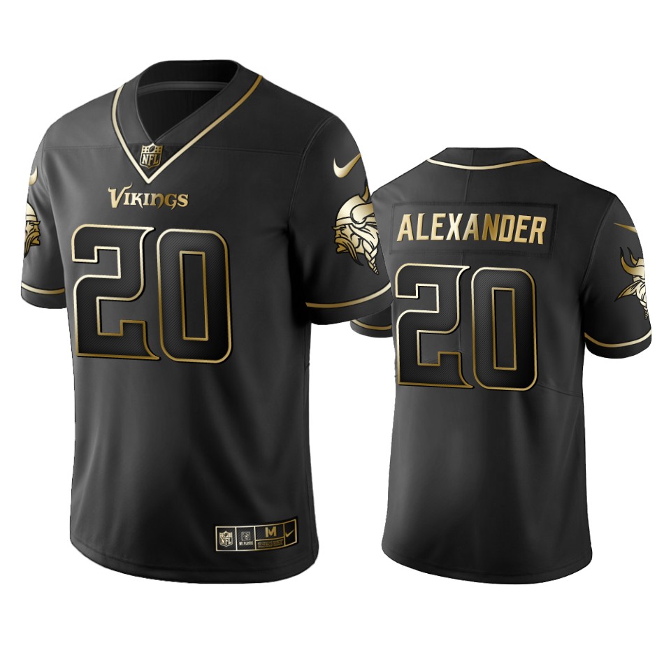 100 Commercial Mackensie Alexander Minnesota Vikings Black Golden Edition Vapor Untouchable Limited Jersey - Men's