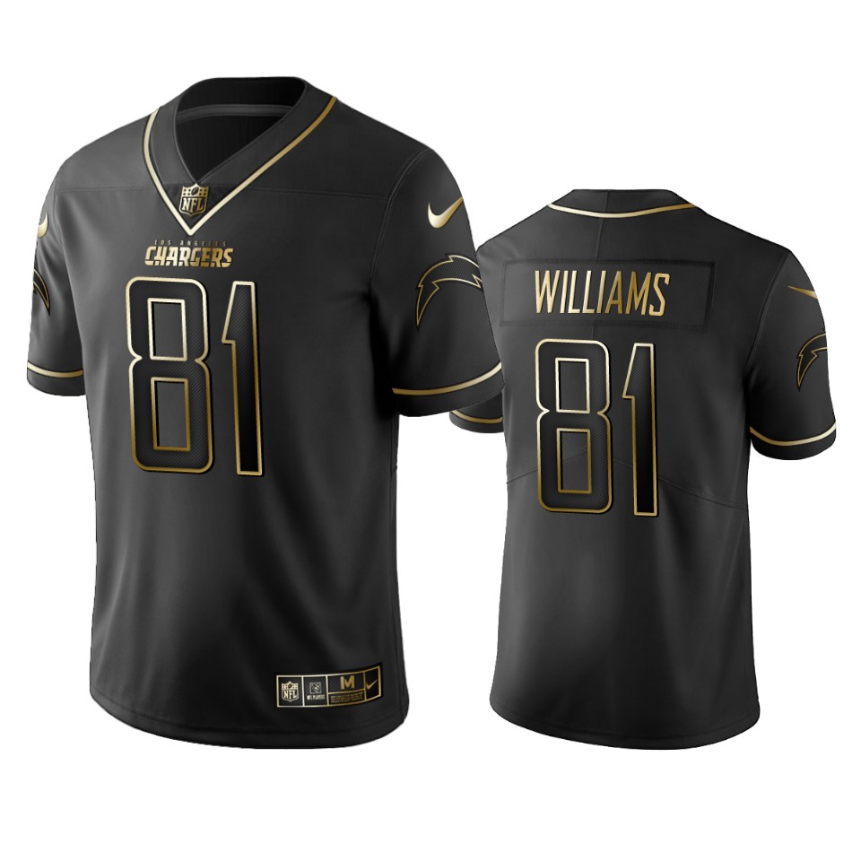 100 Commercial Mike Williams Los Angeles Chargers Black Golden Edition Vapor Untouchable Limited Jersey - Men's