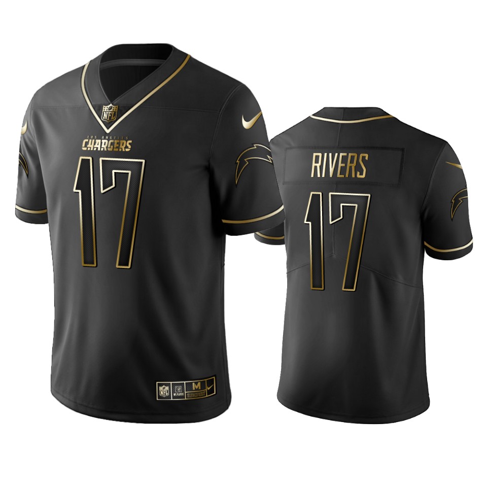 100 Commercial Philip Rivers Los Angeles Chargers Black Golden Edition Vapor Untouchable Limited Jersey - Men's