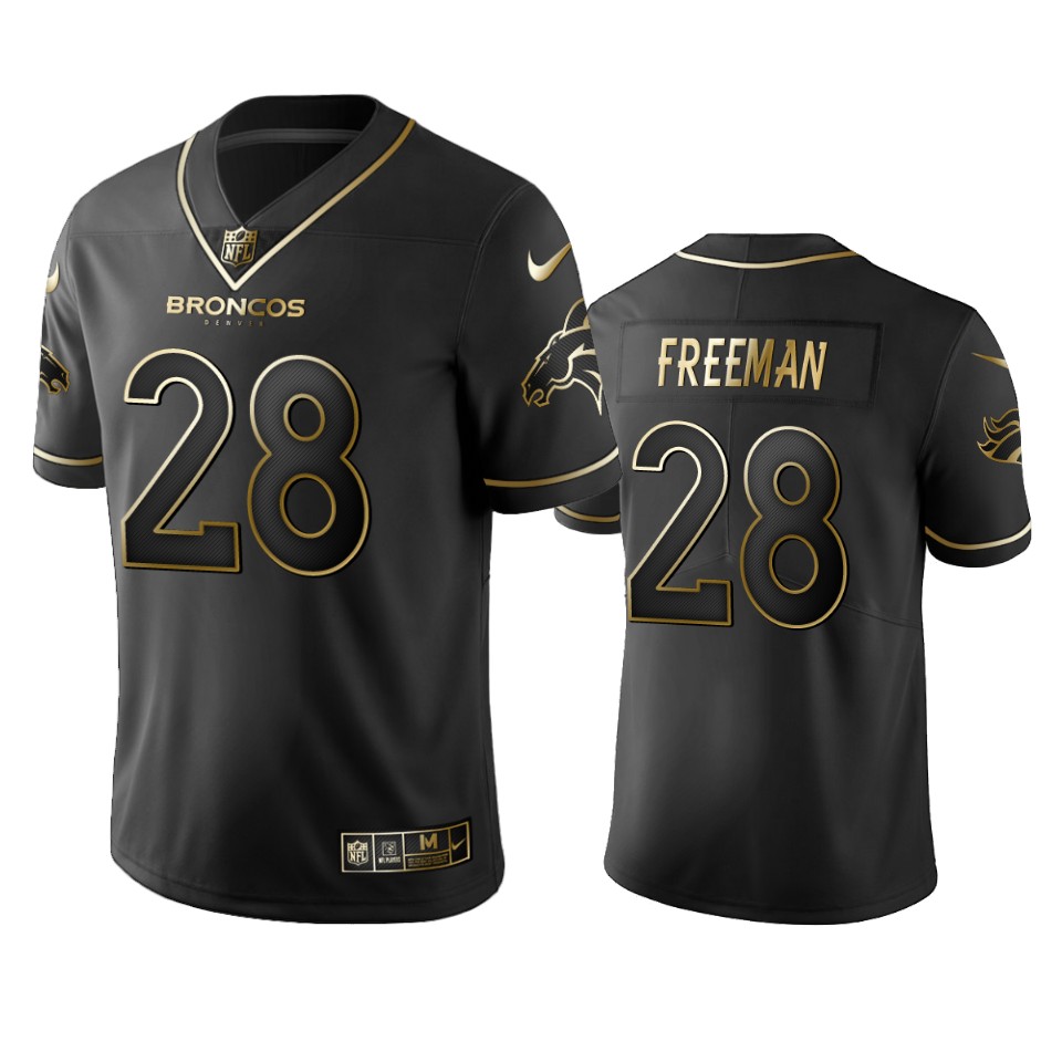 100 Commercial Royce Freeman Denver Broncos Black Golden Edition Vapor Untouchable Limited Jersey - Men's
