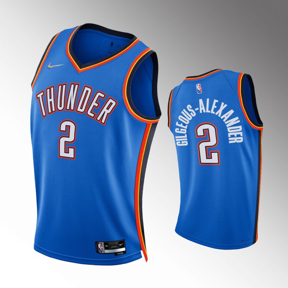 #2 Shai Gilgeous-alexander Thunder Blue 2021-22 75th Diamond Anniversary Icon Edition Jersey