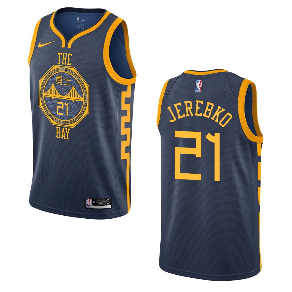 2019-20 Men Golden State Warriors #21 Jonas Jerebko City Edition Swingman Jersey - Navy