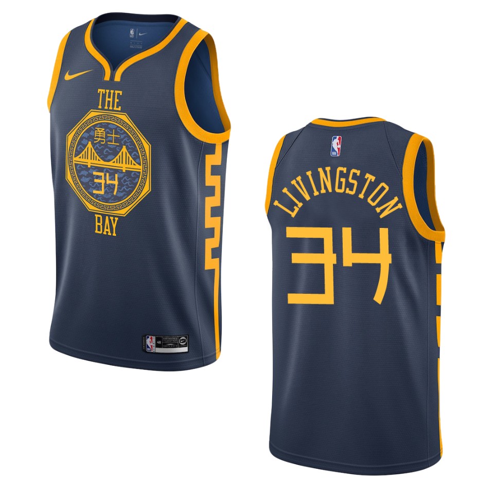 2019-20 Men Golden State Warriors #34 Shaun Livingston City Edition Swingman Jersey - Navy