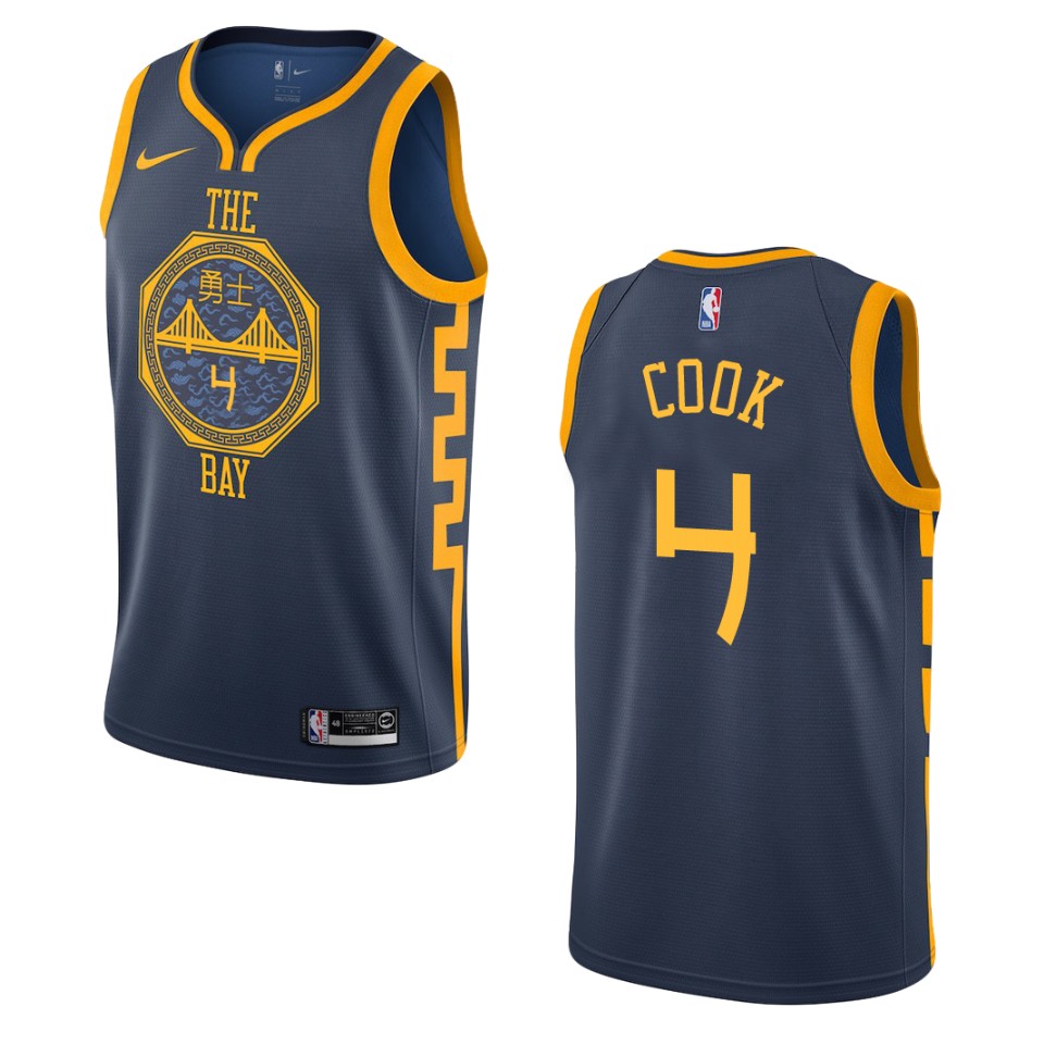 2019-20 Men Golden State Warriors #4 Quinn Cook City Edition Swingman Jersey - Navy