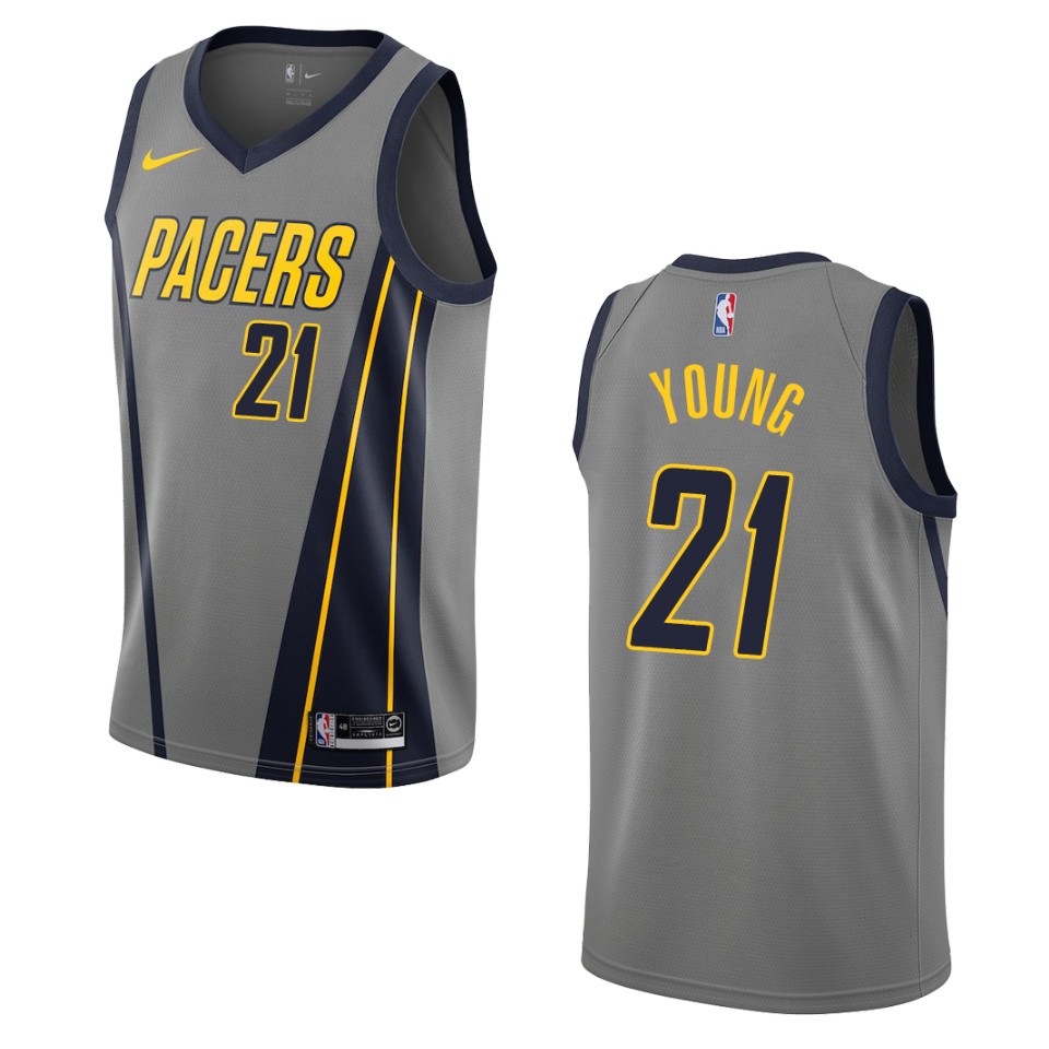 2019-20 Men Indiana Pacers #21 Thaddeus Young City Swingman Jersey - Gray