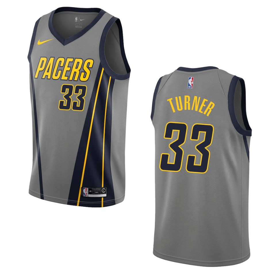 2019-20 Men Indiana Pacers #33 Myles Turner City Swingman Jersey - Gray