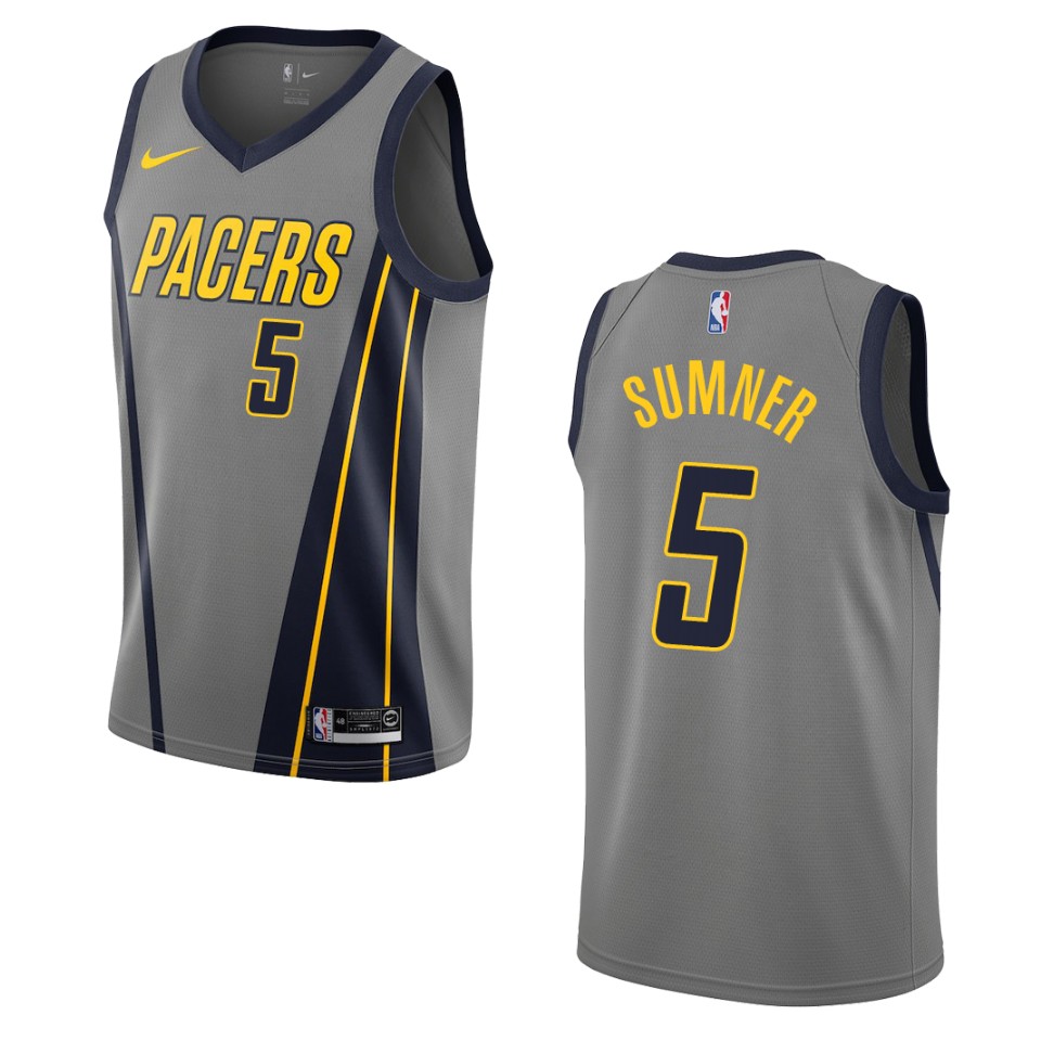 2019-20 Men Indiana Pacers #5 Edmond Sumner City Swingman Jersey - Gray