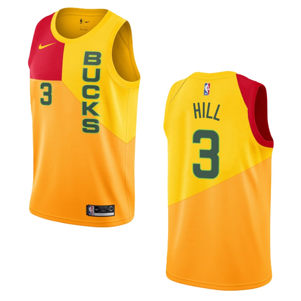 2019-20 Men Milwaukee Bucks #3 George Hill City Edition Swingman Jersey - Yellow