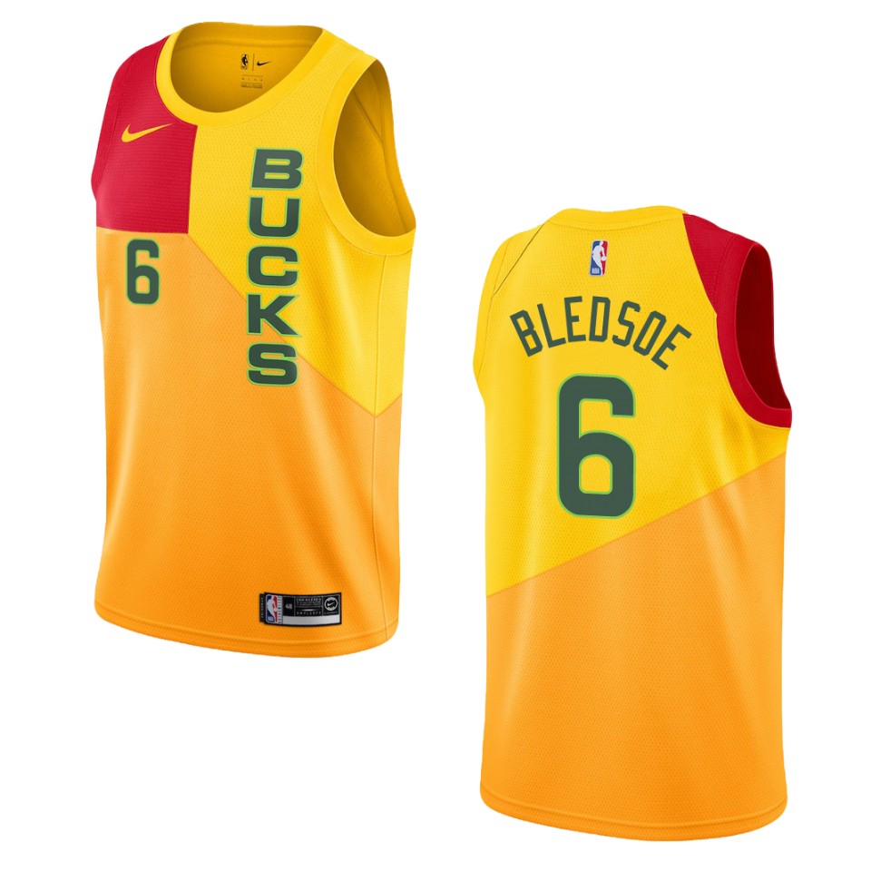 2019-20 Men Milwaukee Bucks #6 Eric Bledsoe City Edition Swingman Jersey - Yellow
