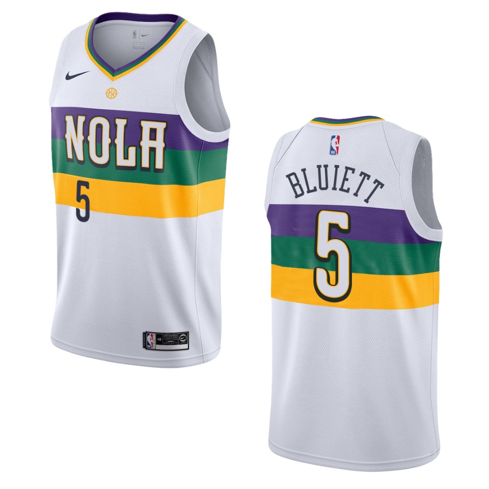 2019-20 Men New Orleans Pelicans #5 Trevon Bluiett City Edition Swingman Jersey - White