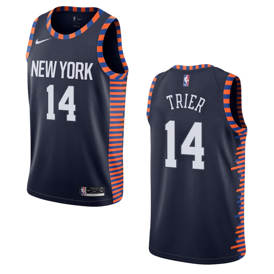 2019-20 Men New York Knicks #14 Allonzo Trier City Edition Swingman Jersey - Navy