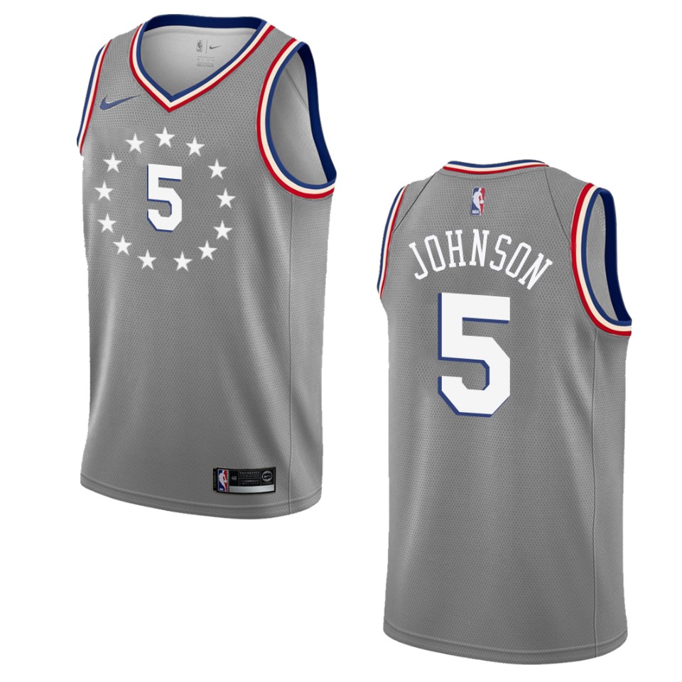 2019-20 Men Philadelphia 76ers #5 Amir Johnson City Edition Swingman Jersey - Gray