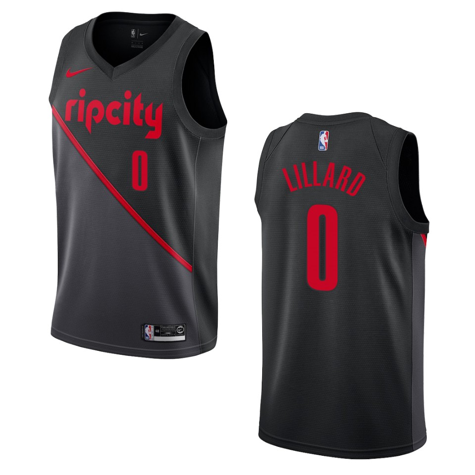 2019-20 Men Portland Trail Blazers #0 Damian Lillard City Edition Swingman Jersey - Black