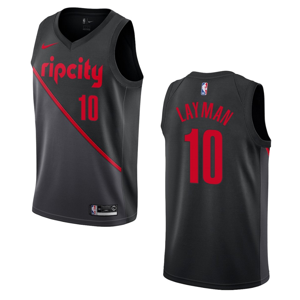 2019-20 Men Portland Trail Blazers #10 Jake Layman City Edition Swingman Jersey - Black