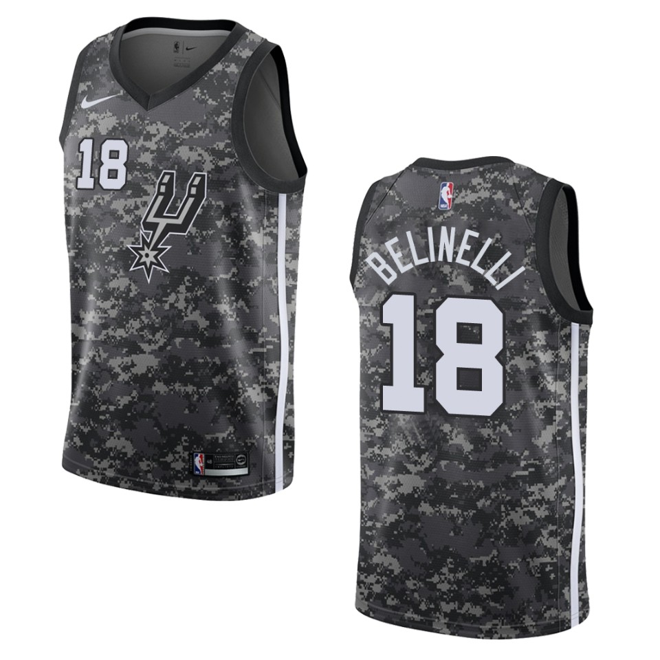 2019-20 Men San Antonio Spurs #18 Marco Belinelli City Edition Swingman Jersey - Camo