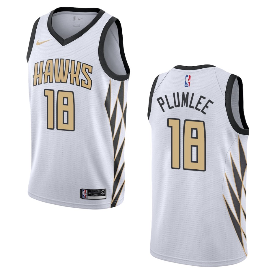 2019-20 Men's Atlanta Hawks #18 Miles Plumlee City Swingman Jersey - White