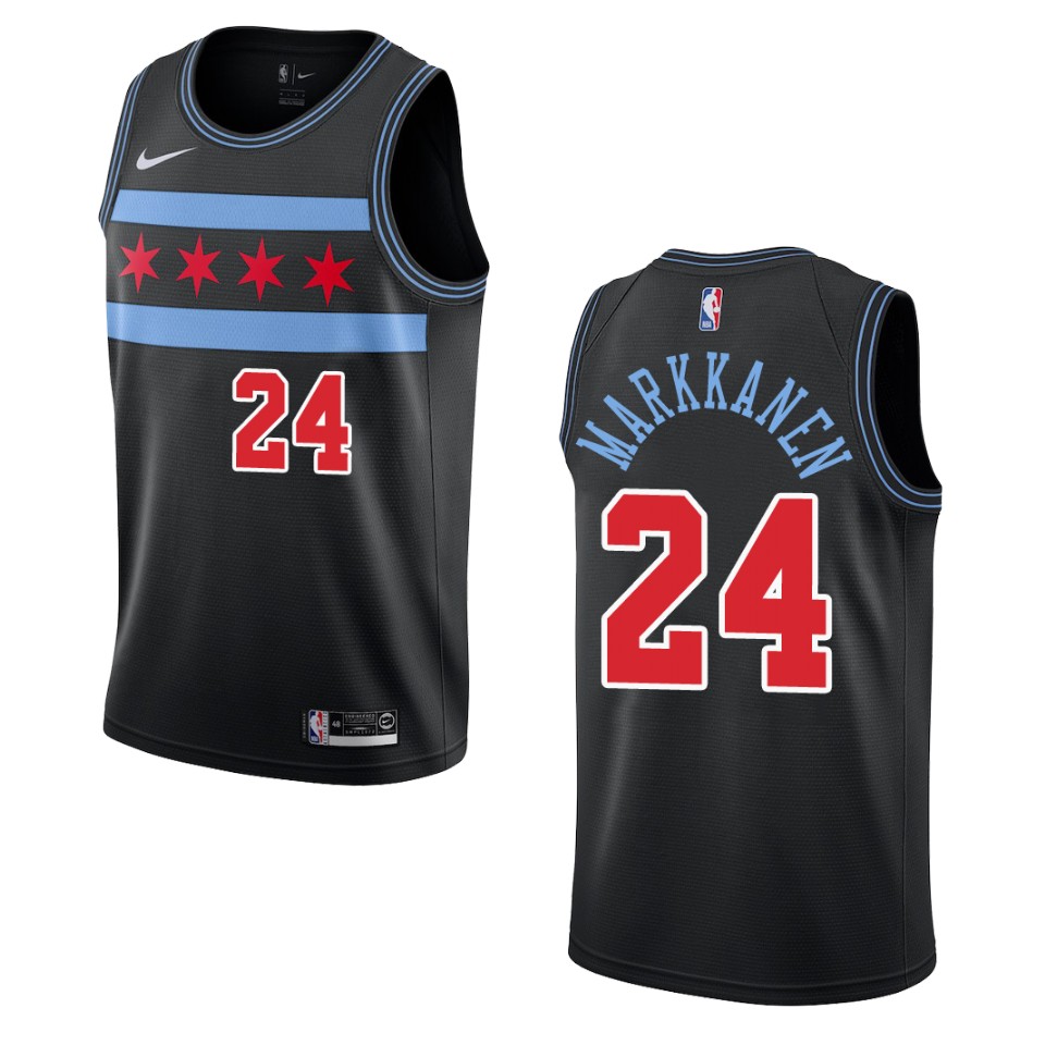 2019-20 Men's Chicago Bulls #24 Lauri Markkanen City Swingman Jersey - Black