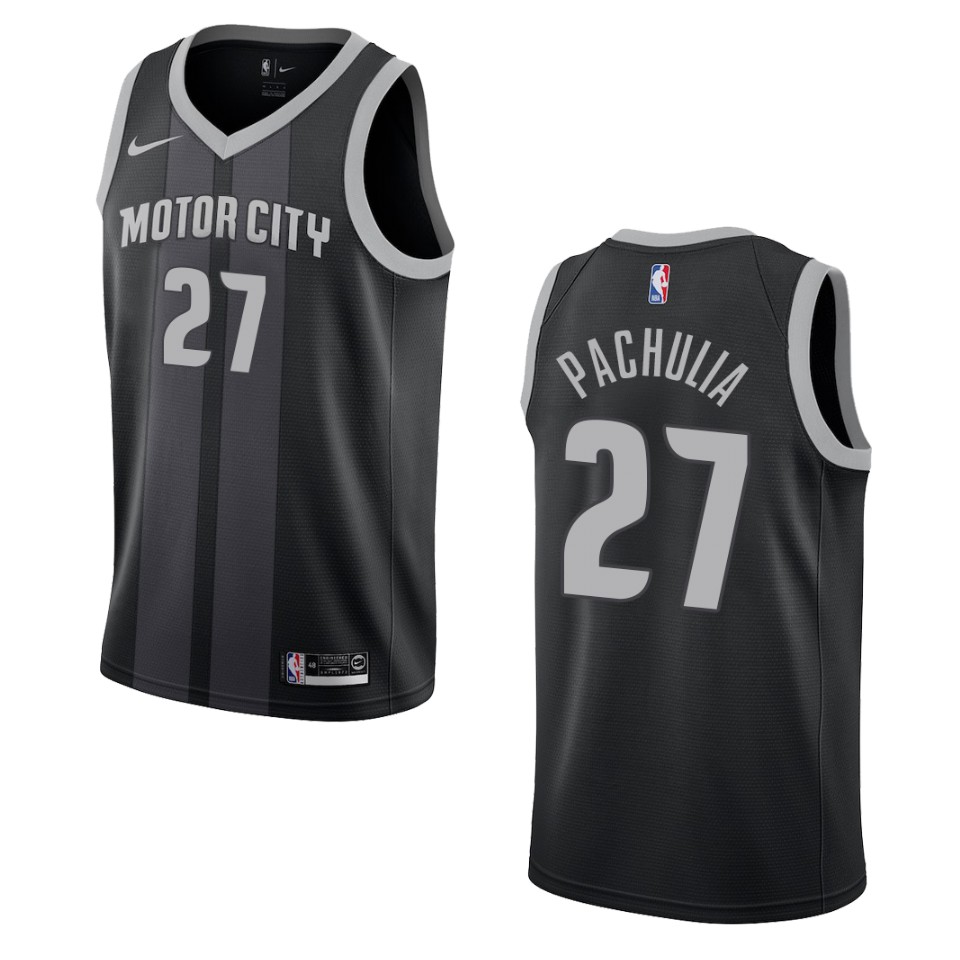 2019-20 Men's Detroit Pistons #27 Zaza Pachulia City Swingman Jersey - Black