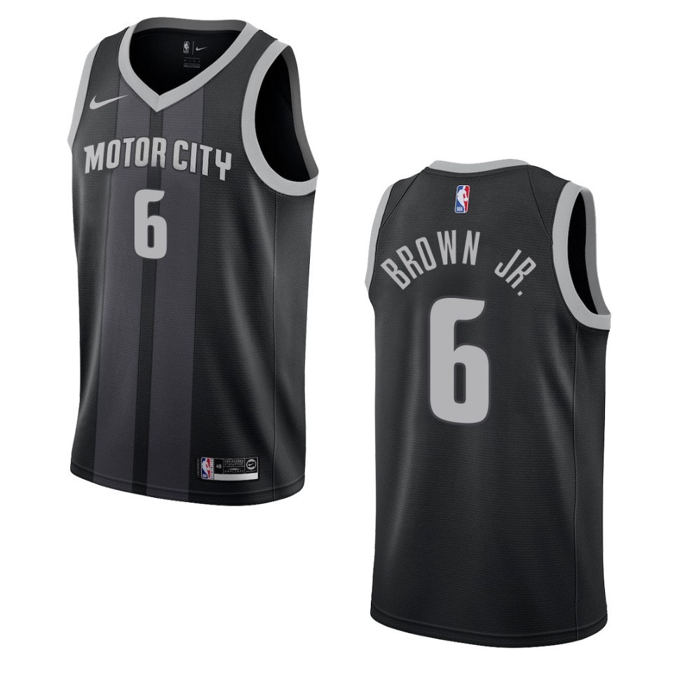 2019-20 Men's Detroit Pistons #6 Bruce Brown Jr. City Swingman Jersey - Black