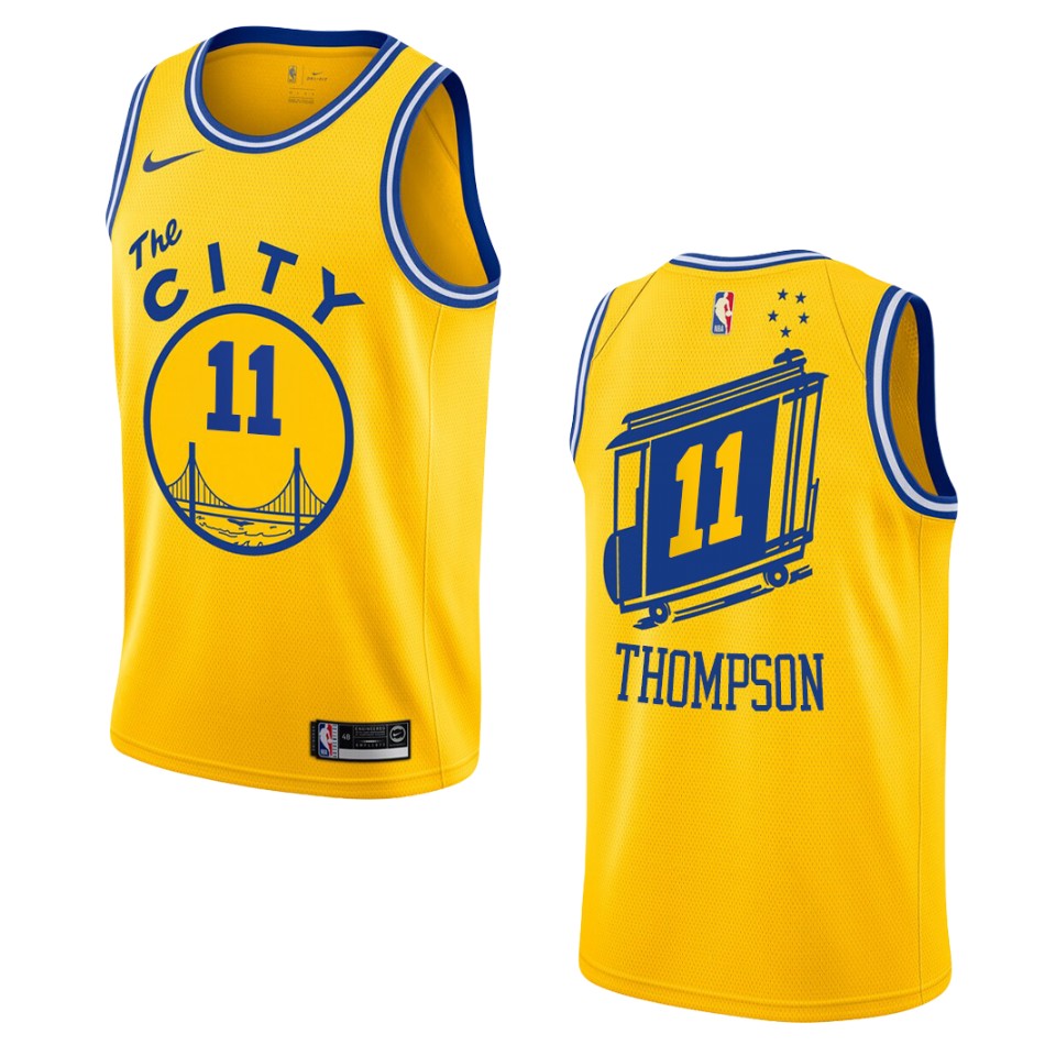 2019-20 Men's Golden State Warriors #11 Klay Thompson Hardwood Classics Swingman Jersey - Gold