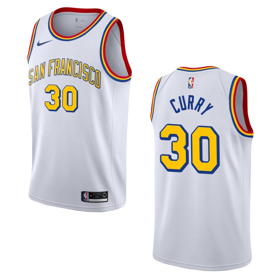 2019-20 Men's Golden State Warriors #30 Stephen Curry Hardwood Classics Swingman Jersey - White
