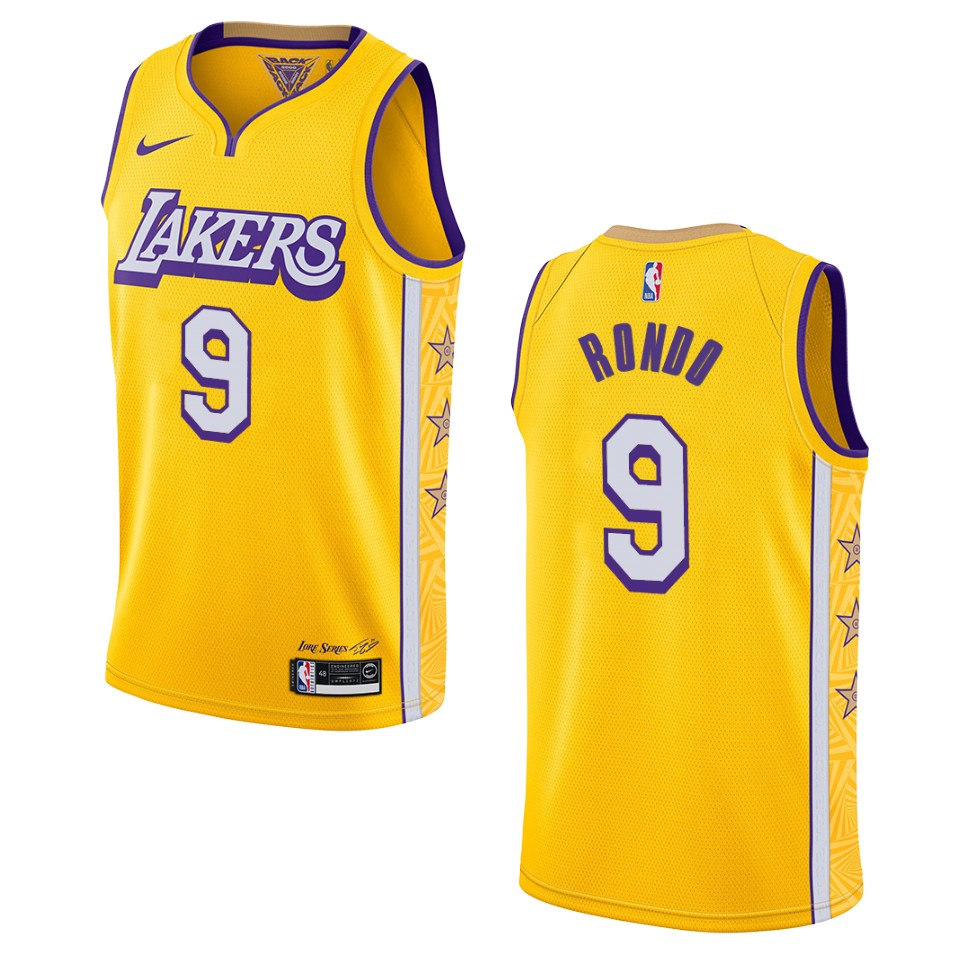 2019-20 Men's Los Angeles Lakers #9 Rajon Rondo City Edition Swingman Jersey - Yellow