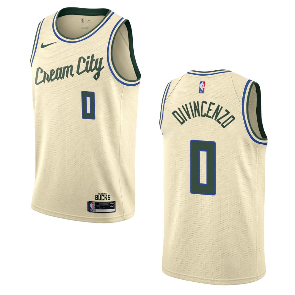 2019-20 Men's Milwaukee Bucks #0 Donte Divincenzo City Edition Swingman Jersey - Cream