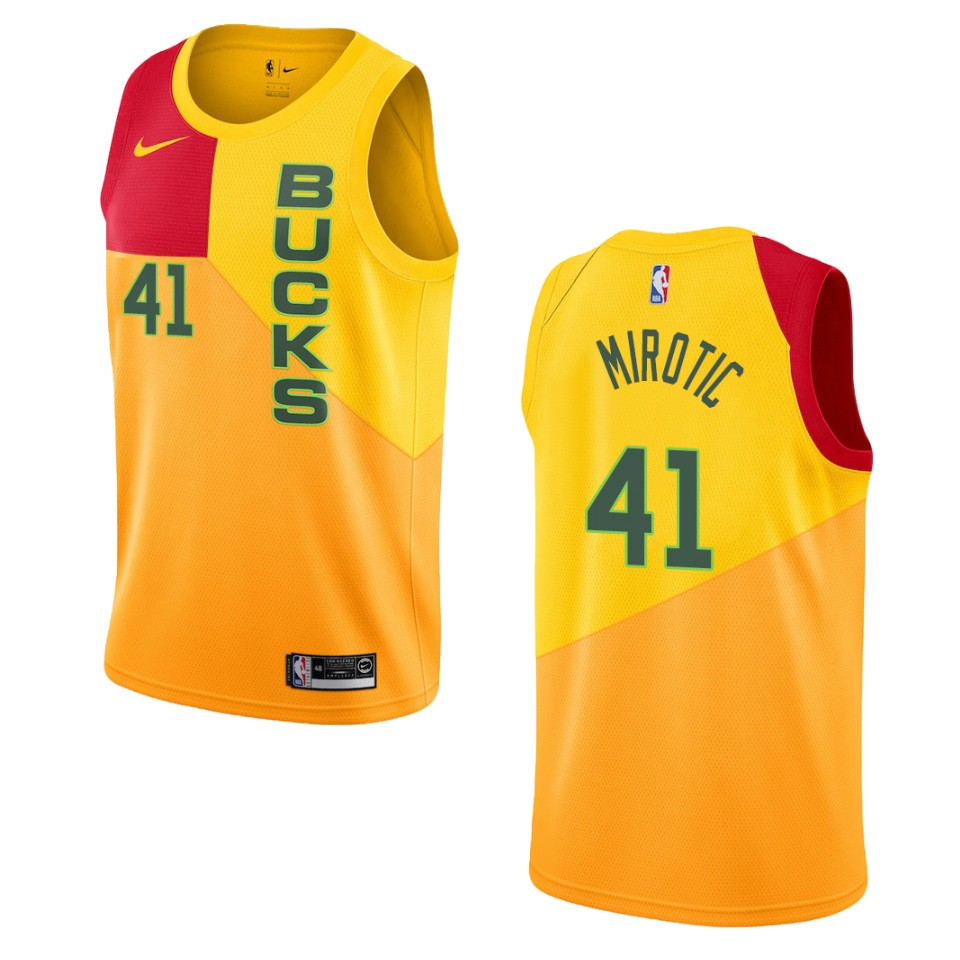 2019-20 Men's Milwaukee Bucks #41 Nikola Mirotic City Swingman Jersey - Yellow