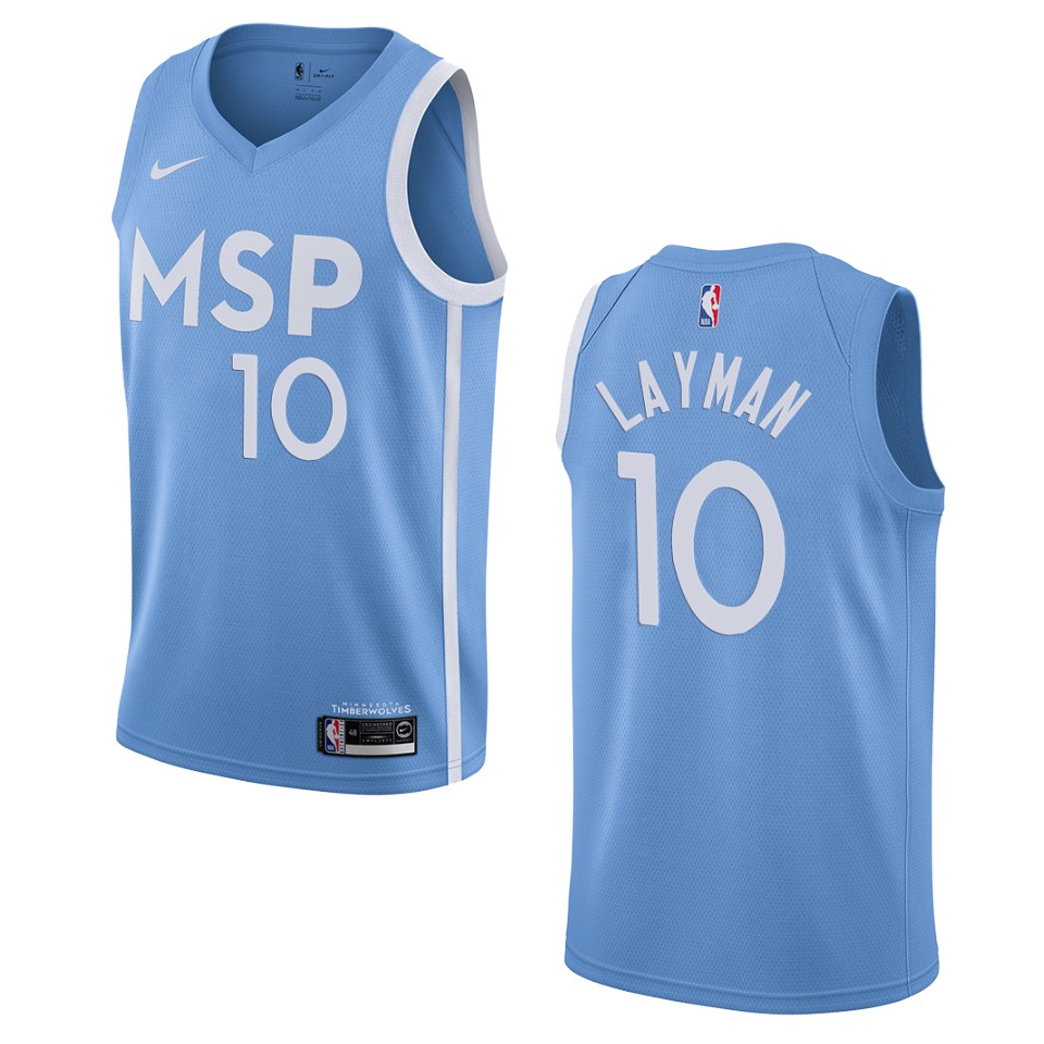 2019-20 Men's Minnesota Timberwolves #10 Jake Layman City Edition Swingman Jersey - Blue