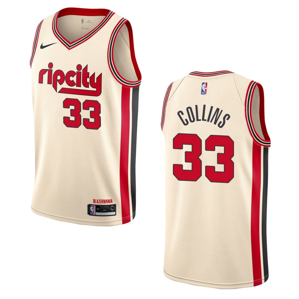 2019-20 Men's Portland Trail Blazers #33 Zach Collins City Swingman Jersey - Cream