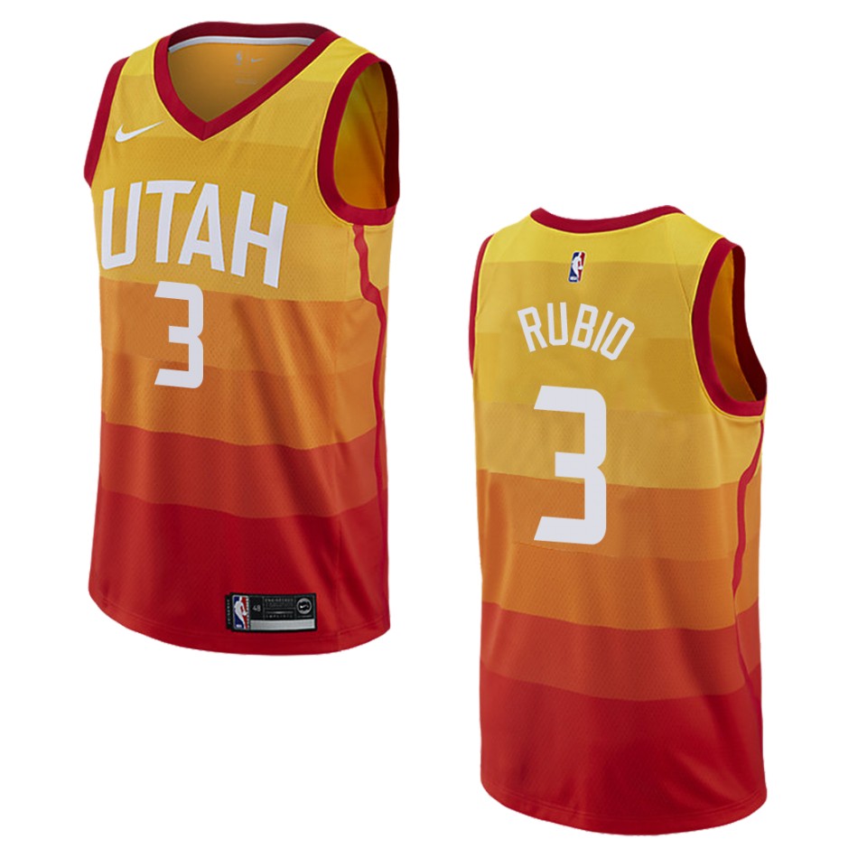 2019-20 Men's Utah Jazz #3 Ricky Rubio City Swingman Jersey - Gold