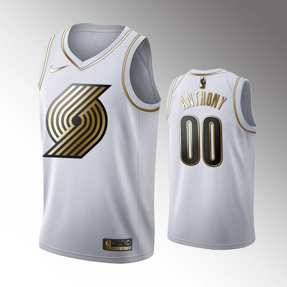 2020-21 Blazers Carmelo Anthony Golden Edition White Limited Jersey