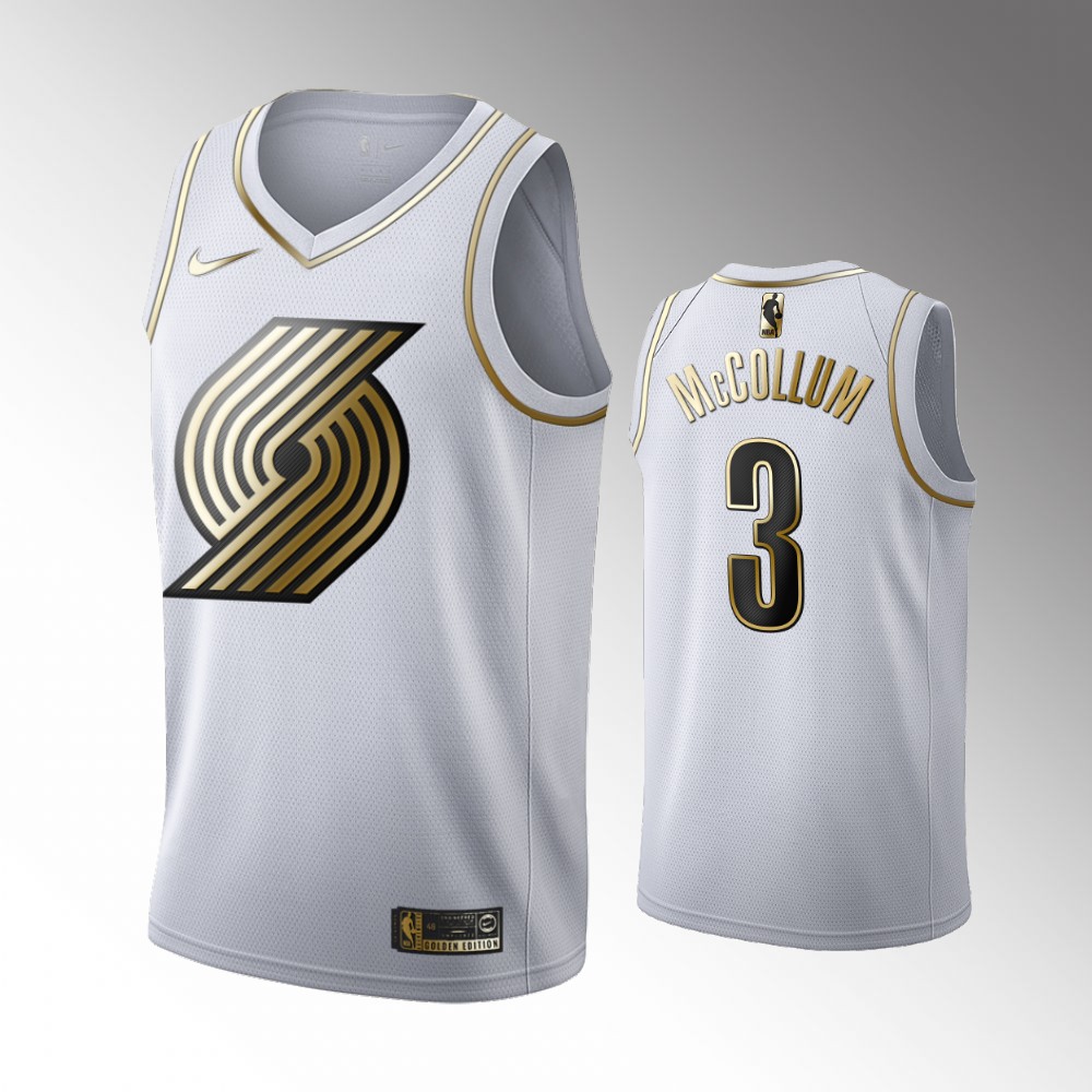 2020-21 Blazers C.j. Mccollum Golden Edition White Limited Jersey