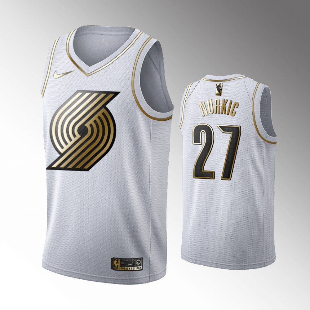 2020-21 Blazers Jusuf Nurkic Golden Edition White Limited Jersey