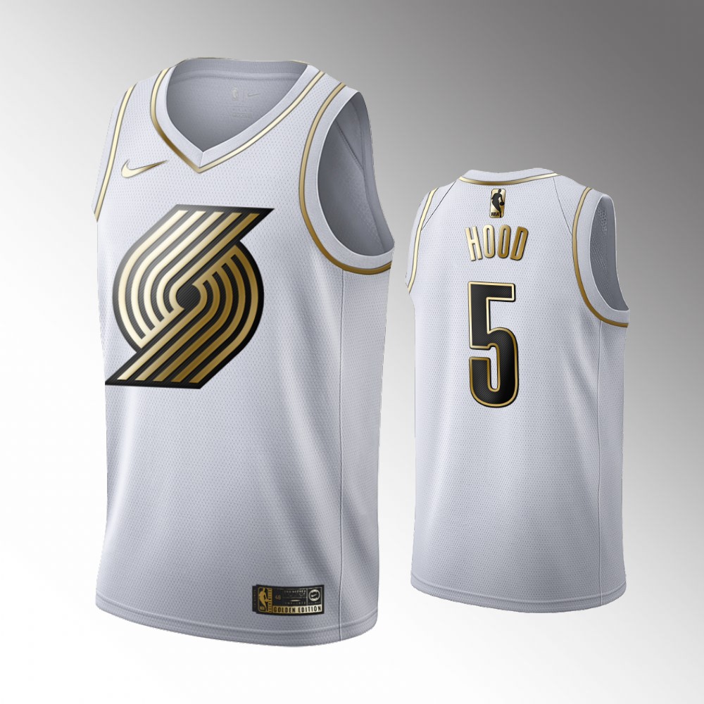 2020-21 Blazers Rodney Hood Golden Edition White Limited Jersey