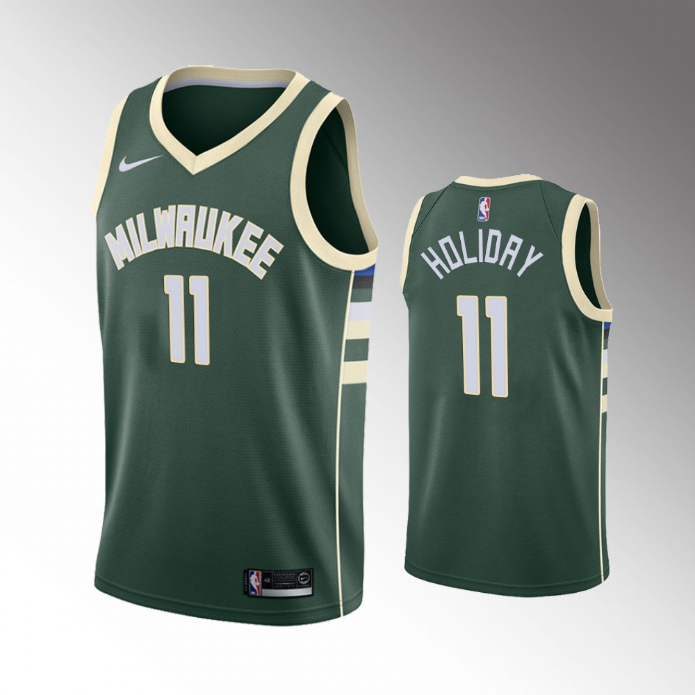 2020-21 Bucks Jrue Holiday Icon Edition Green 2020 Trade Jersey