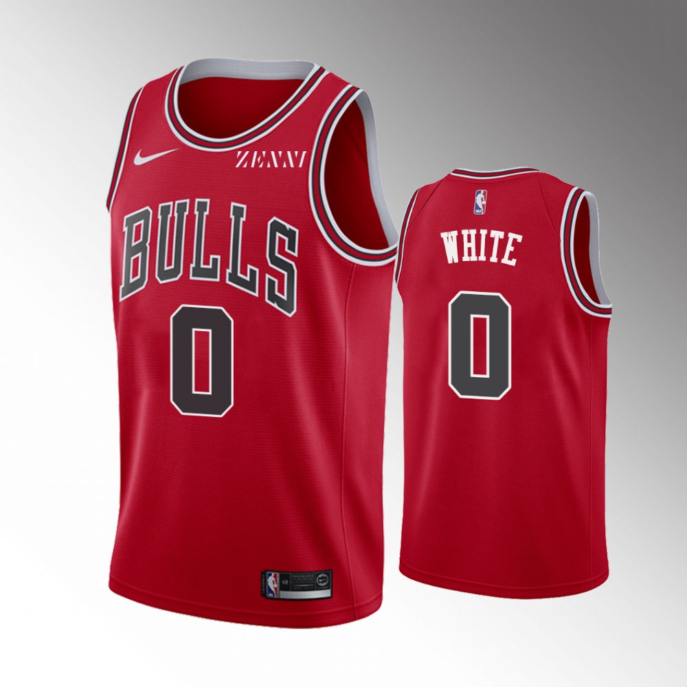 2020-21 Bulls Coby White Icon Edition Red White Jersey