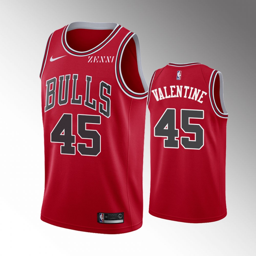 2020-21 Bulls Denzel Valentine Icon Edition Red Valentine Jersey