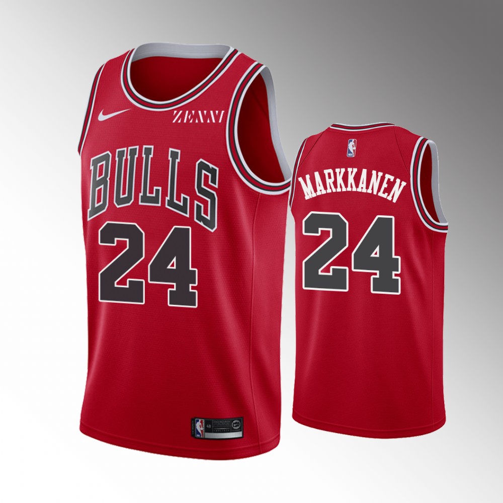 2020-21 Bulls Lauri Markkanen Icon Edition Red Markkanen Jersey